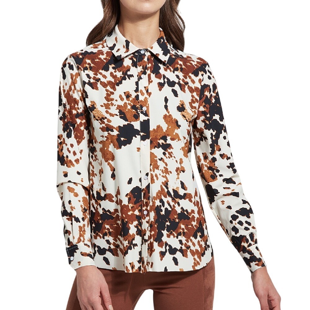 Lysse Connie Slim Printed Button Down Shirt – Cowhide
